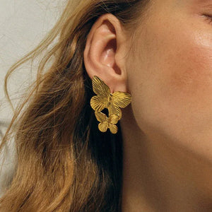 Papillon Luxe β 18K Gold Butterfly Textured Statement Earrings