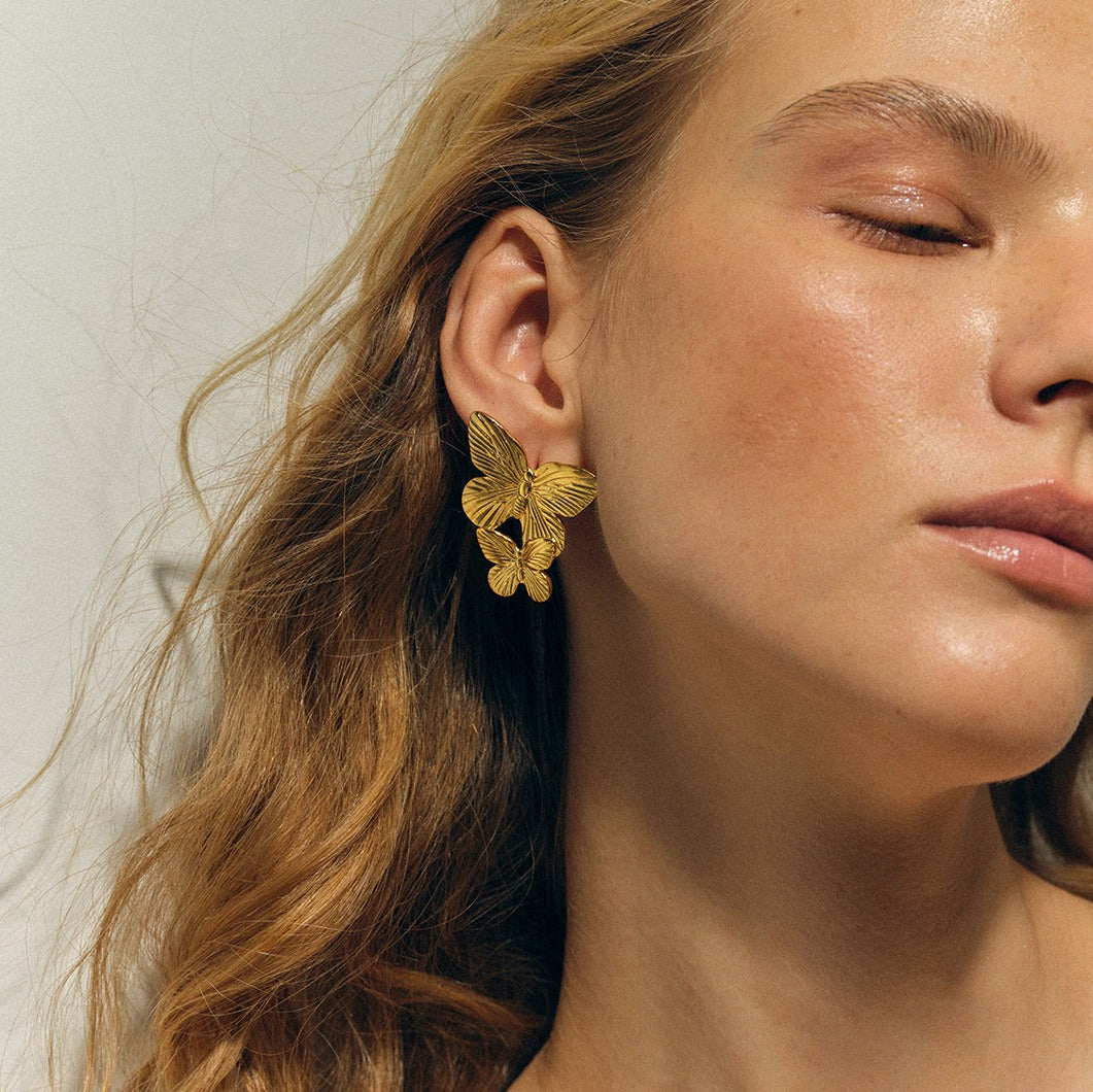 Textured Butterfly Earrings for Women - Argesteel