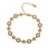 18K gold flower bracelet with elegant geometric pattern