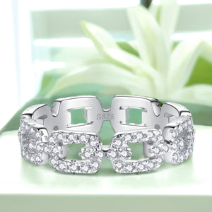 18K Gold Chain Diamond Ring for Women - Argesteel