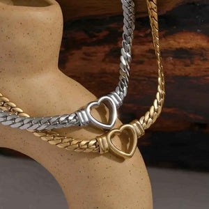 Hollow Heart Necklace – 18K Gold Trendy Personalized Modern Design