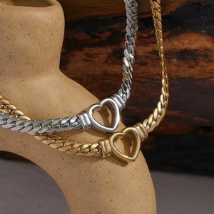Hollow Heart Necklace – 18K Gold Plated Trendy Personalized | Argesteel