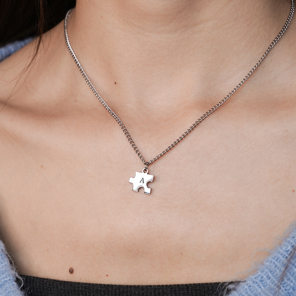 Custom Puzzle Piece Necklace – Engraved Personalized | Argesteel