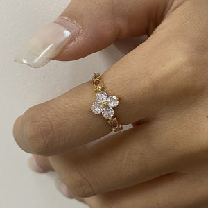 Flower Gemstone Ring – 18K Gold Plated Exquisite Dazzling | Argesteel