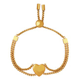 Hearts & Harmony – 18K Gold Peach Heart and Square Motif Bracelet