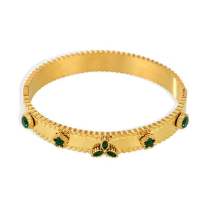 18K gold trefoil inlaid gemstone exquisite design noble bracelet Bracelets