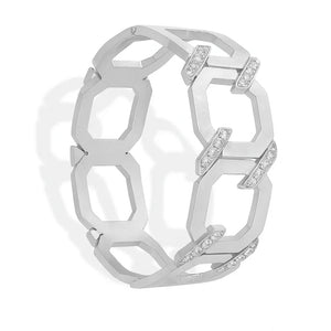 Urban Glow β 18K Gold Geometric C-Shape Zircon Bracelet