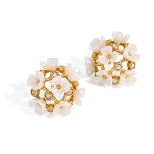 Floral Luminance β 18K Gold Earrings with Gemstone & Bloom Design
