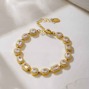 Geometric Gemstone Bracelet - Elegant 18K Gold with Zircon Diamond Design