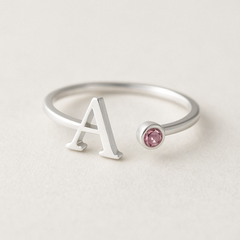 Melinnia Birthstone Ring S925 customizable letter design