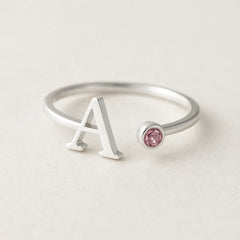 Melinnia Birthstone Ring S925 customizable letter design