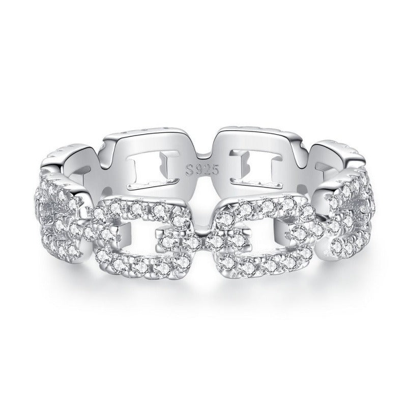 18K Gold Chain Diamond Ring for Women - Argesteel