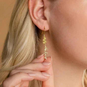 FloraName Custom Birthday Flower Name Earrings – Elegant Personalized Gift for Her