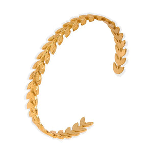 Golden Harvest β 18K Gold Wheat Ear C-Shape Open Bracelet