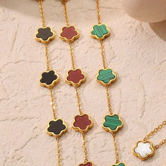 Blooming Elegance – 18K Gold Flower Gemstone Bracelet