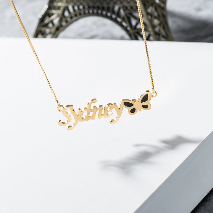 Custom Butterfly Name Necklace – Noble Dazzling | Argesteel