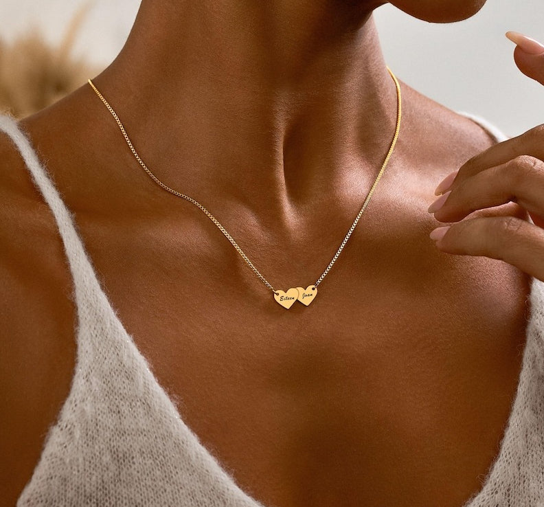 Custom Heart Interlocking Name Necklace – Personalized - Argesteel