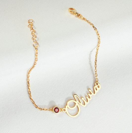 Customized Birthstone Name Bracelet for Women - Argesteel