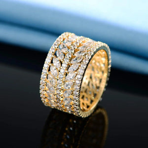 Luxe Aura β 18K Gold Hollow with Diamond Design Exquisite Noble Ring