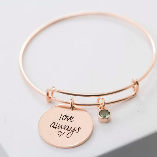 S925 Silver Birthstone Round Card Customizable Name Bracelet for Women - Argesteel