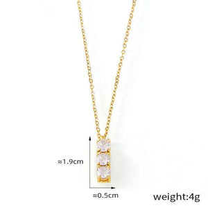 Square Zircon Pendant Necklace - Elegant Minimalist Design in 18K Gold