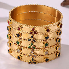 18K gold trefoil inlaid gemstone exquisite design noble bracelet Bracelets