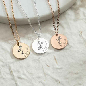 Bloom & Name Customizable Silver Name Necklace - S925 Silver Birthday Flower