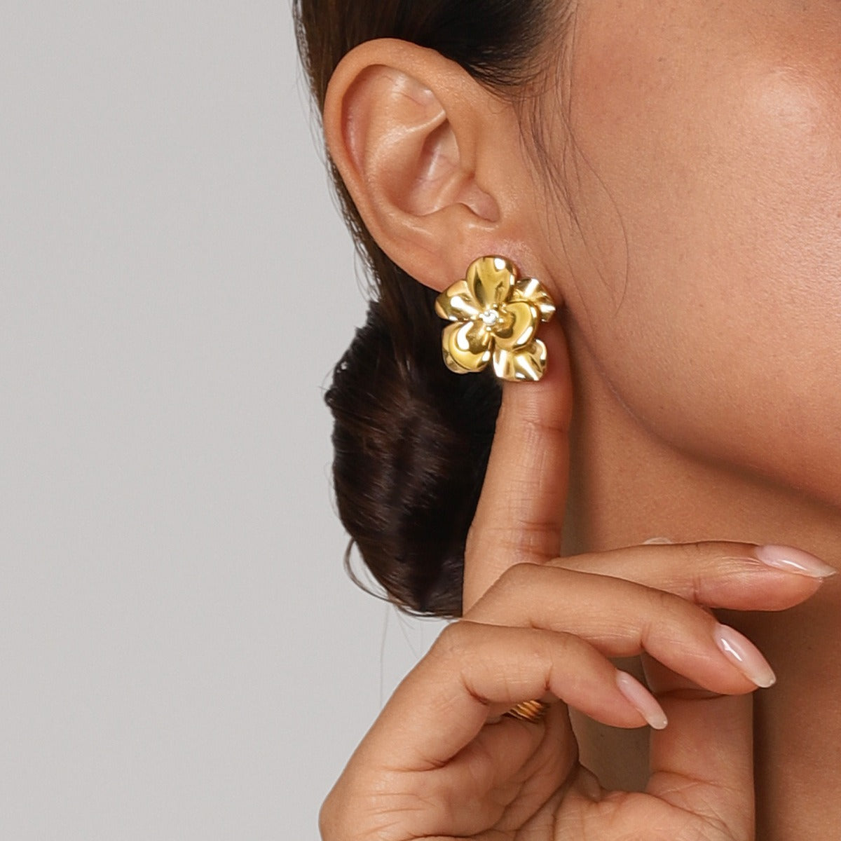 18K Gold Flower Diamond Earrings for Women - Argesteel