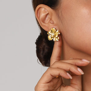 18K Gold Flower Diamond Earrings for Women - Argesteel