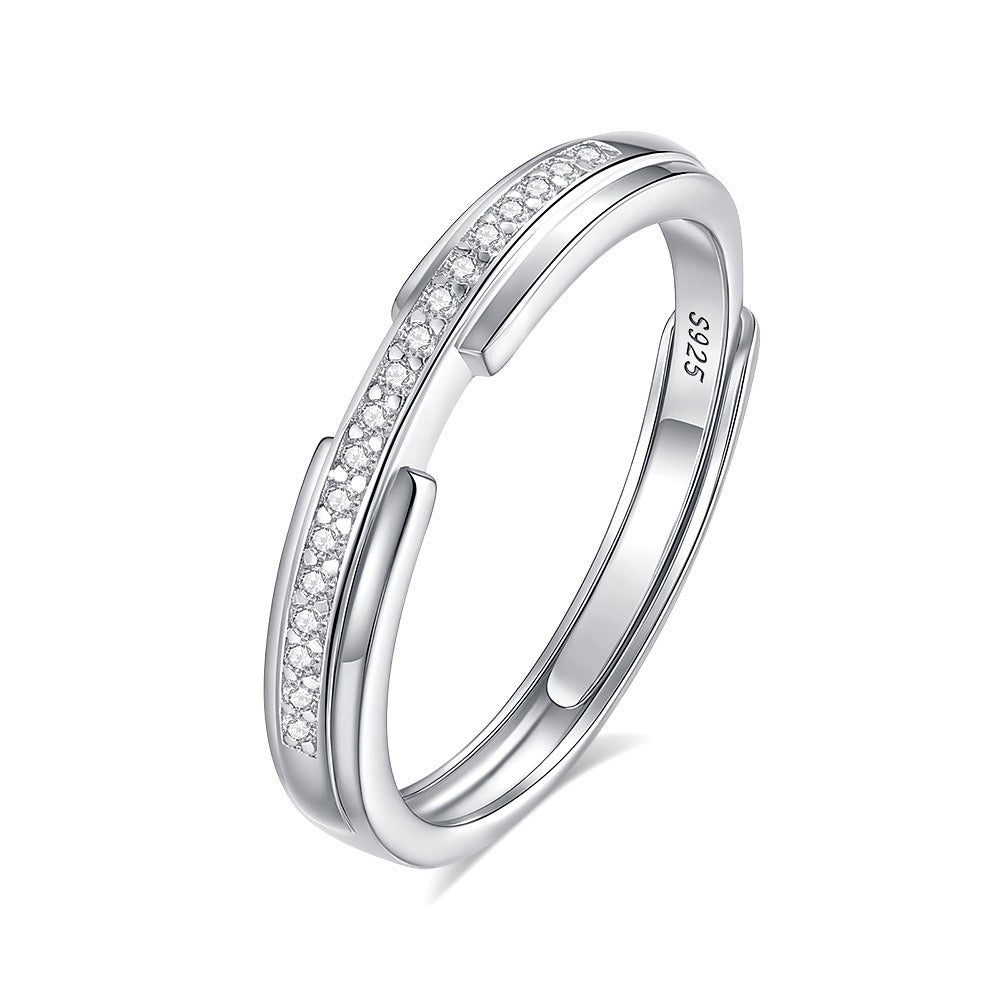 S925 Silver Diamond Couple Ring - Argesteel