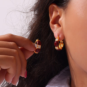 Geometric Gemstone Earrings for Women - Argesteel