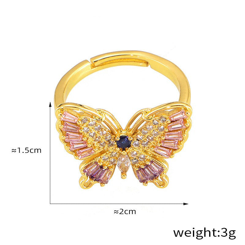 18K Gold Butterfly Diamond Ring - Argesteel