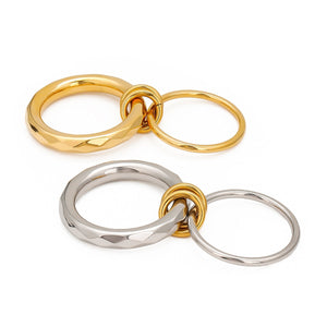 18K Gold Eclipse Duo Interlocking Double Circle Ring - Argesteel