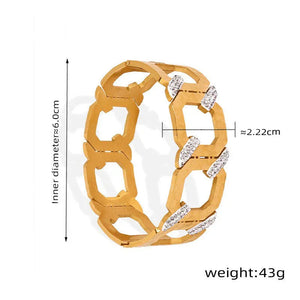 Urban Glow β 18K Gold Geometric C-Shape Zircon Bracelet