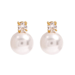 Golden Grace β 18K Gold Earrings with Inlaid Pearl Elegance