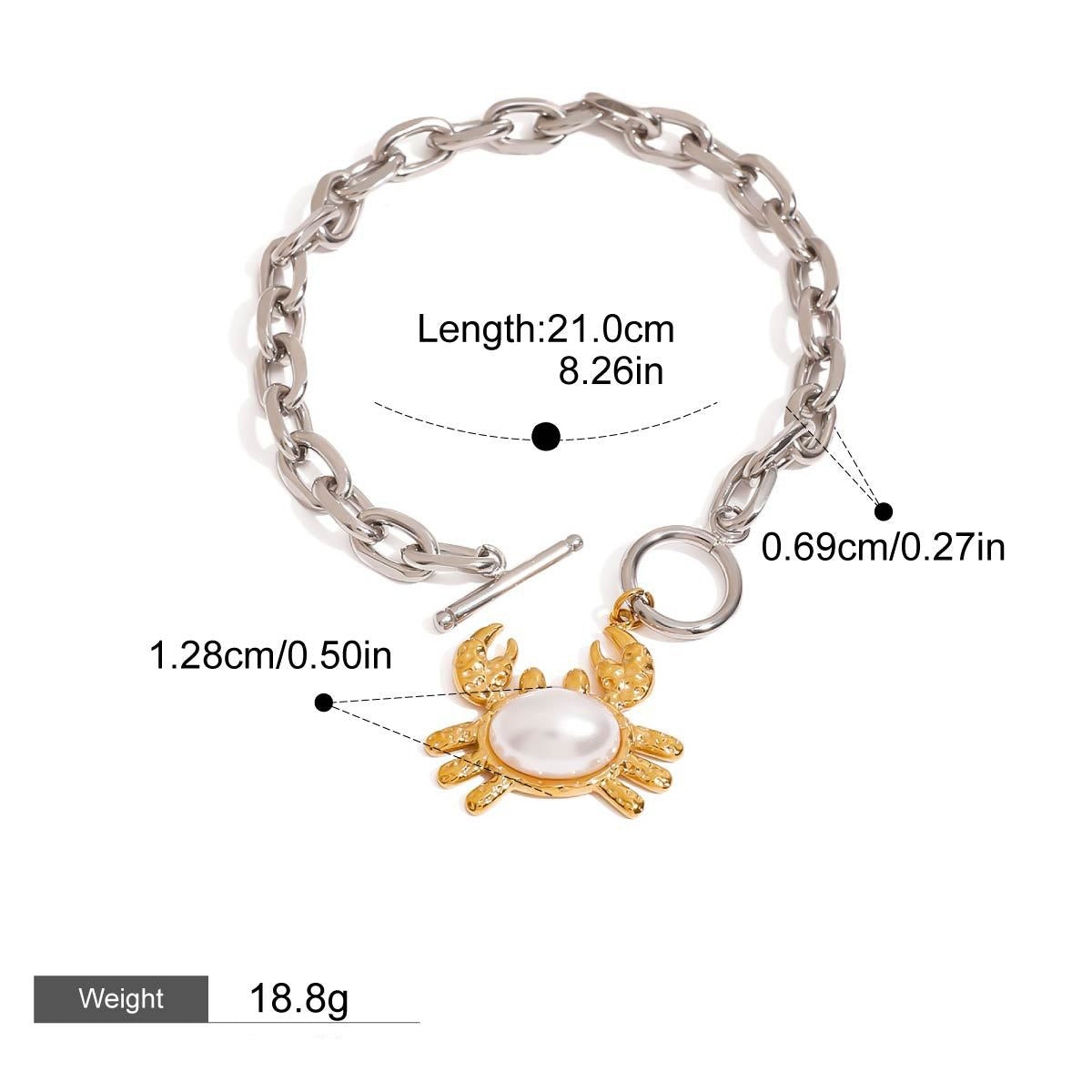 Crab Pearl Set Earrings Necklace Bracelet – 18K Gold Plated Marine | Argesteel