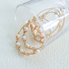 Golden Serenity – 18K Gold Light Luxury Pearl Inlaid Bracelet