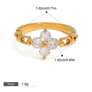 Flower Gemstone Ring – 18K Gold Plated Exquisite Dazzling | Argesteel