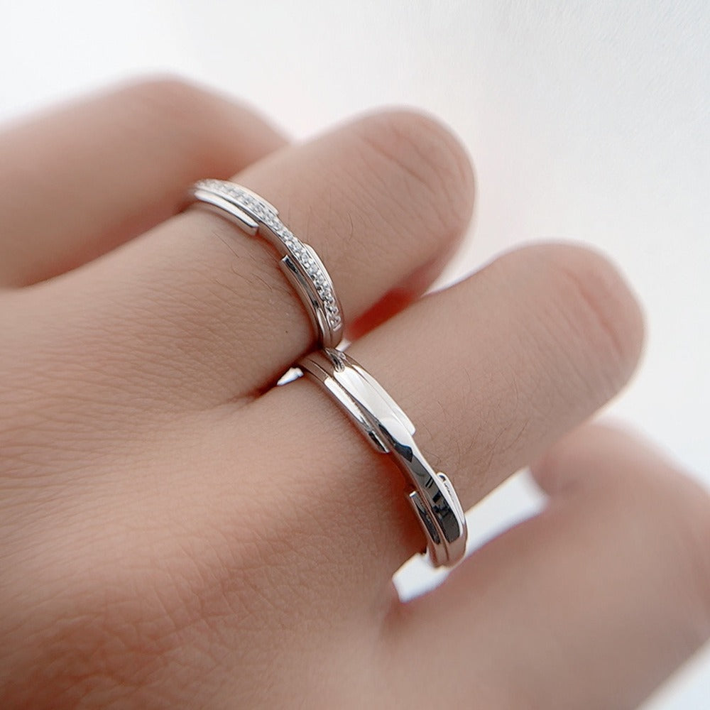 S925 Silver Diamond Couple Ring - Argesteel
