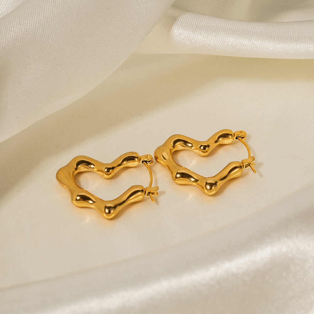 18K Gold Bamboo Heart Earrings for Women - Argesteel