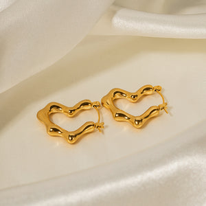 18K Gold Bamboo Heart Earrings for Women - Argesteel