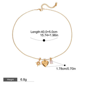 MOM Heart Necklace - 18K Gold Pendant with Gemstone Accent for Moms