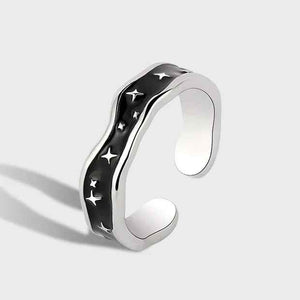 Stellar Wave β Fashionable Wave Line with Star Design Open Ring