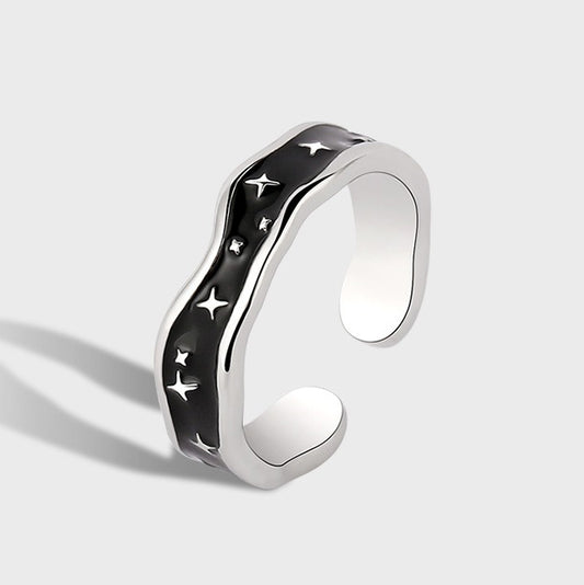 Wave & Star Open Ring – 18K Gold Plated - Argesteel