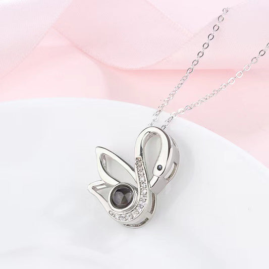Swan Diamond Projection Necklace - Argesteel