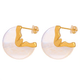 Fleur Éventail – 18K Gold Fan-Shaped Gemstone Earrings