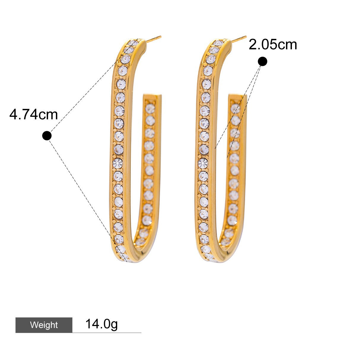 18K Gold U-Shaped Diamond Earrings for Women - Argesteel