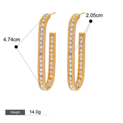 Radiant Curve – 18K Gold U-Shaped Earrings with Diamond Inlay