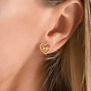 Custom Engraved Name Earrings - Personalized Script Stud Earrings - Argesteel