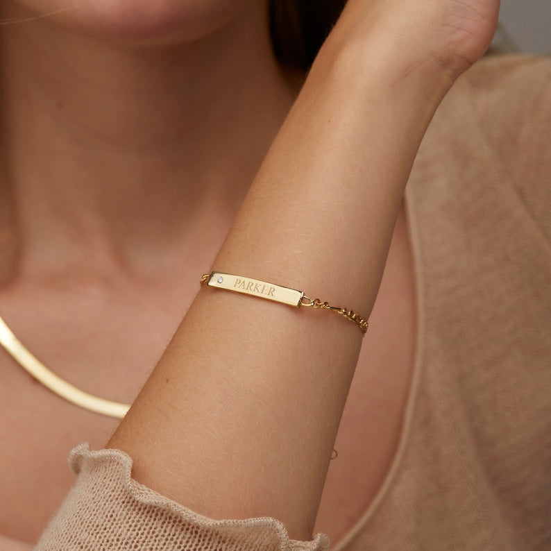Custom Nameplate Bar Bracelet – Personalized Unisex - Argesteel
